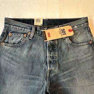 Levi's 501 Blue Straight Jeans Stretch Classic Style